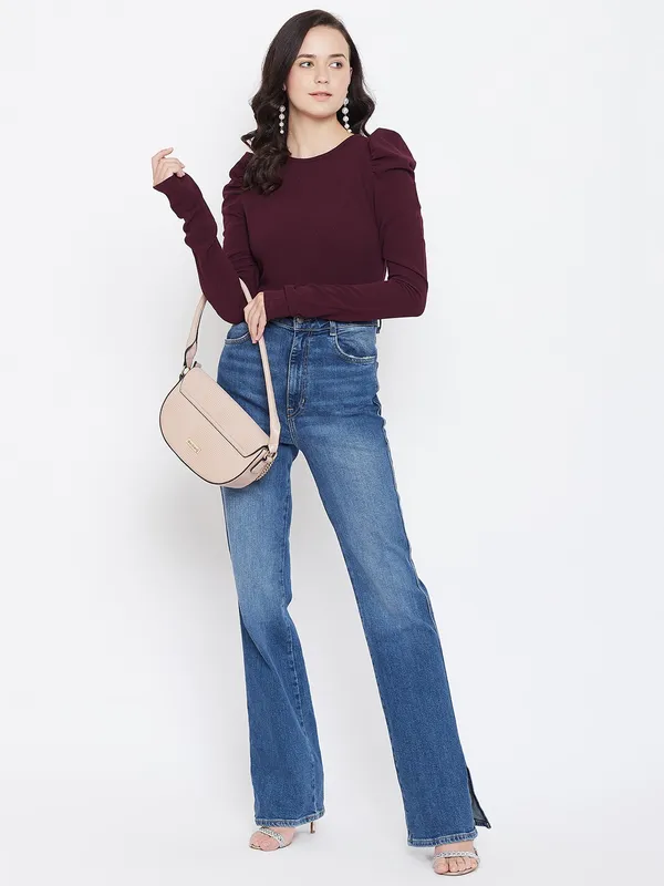 Maroon_Viscose_Rayon_Top_For_Women