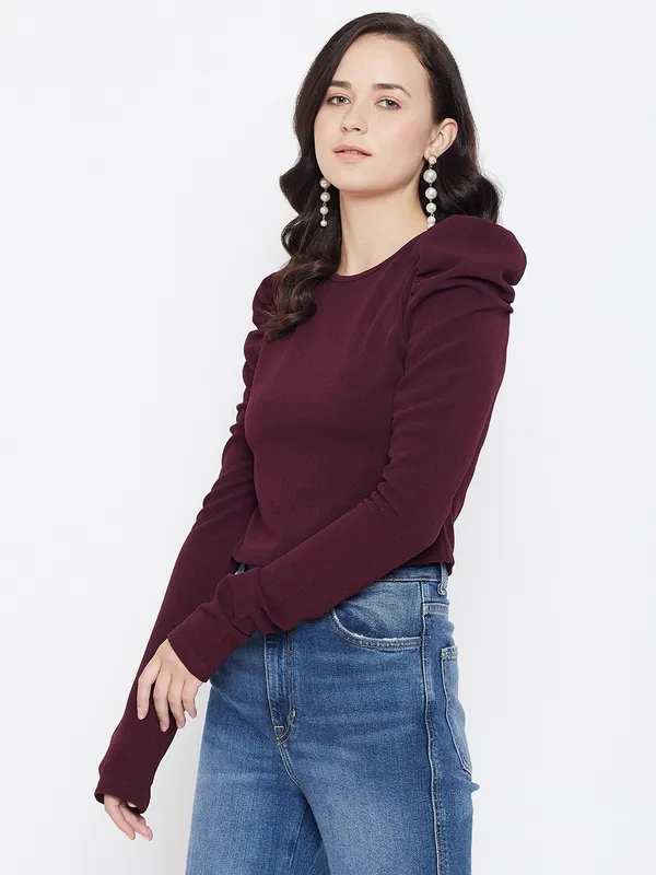 Maroon_Viscose_Rayon_Top_For_Women