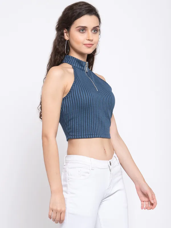 Blue_Polyester_Top_For_Women
