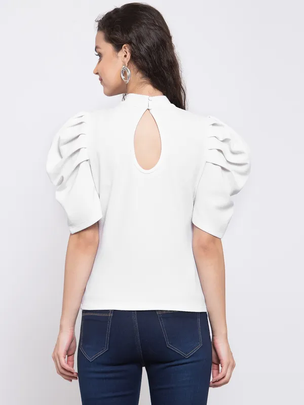 White_Polyester_Top_For_Women