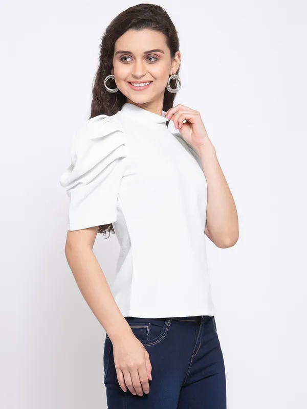 White_Polyester_Top_For_Women