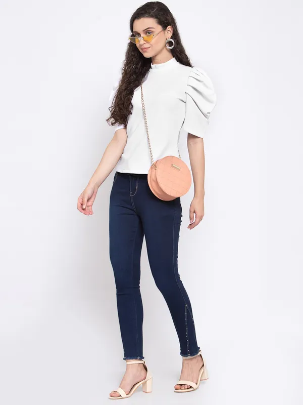White_Polyester_Top_For_Women