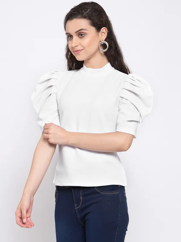 White_Polyester_Top_For_Women