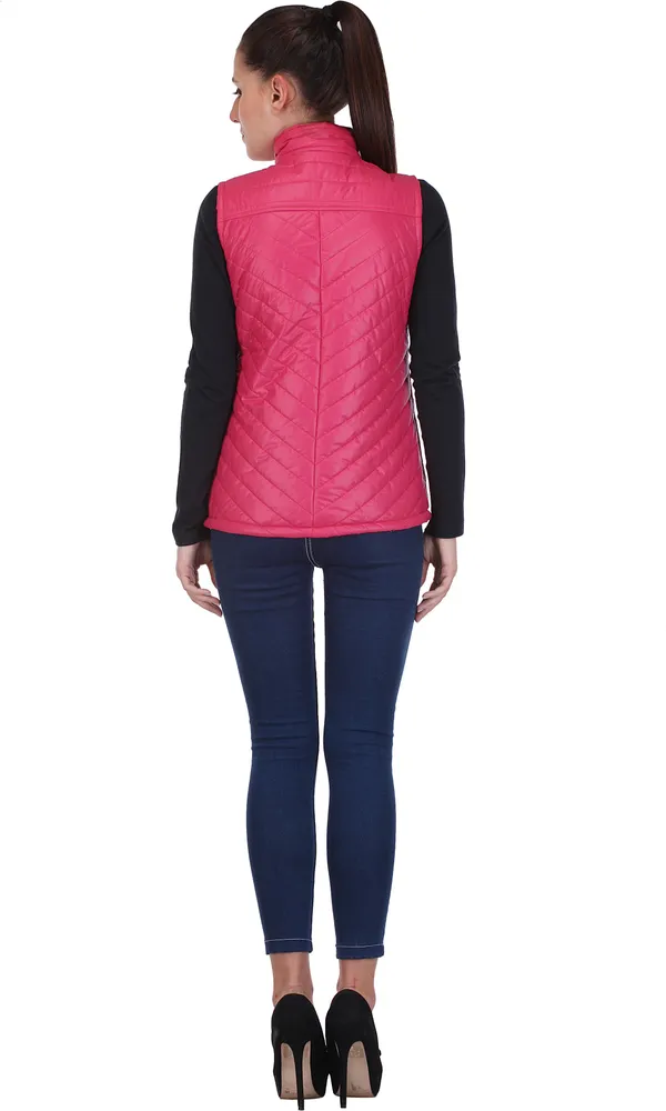 Dark_Pink_Polycotton_Jacket_For_Women