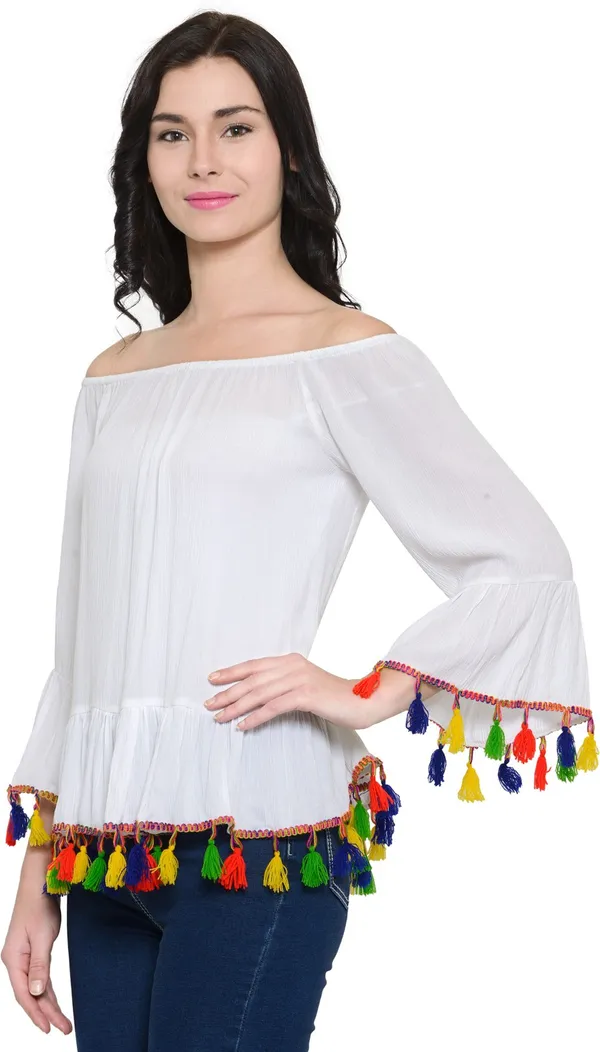 White_Viscose_Rayon_Top_For_Women