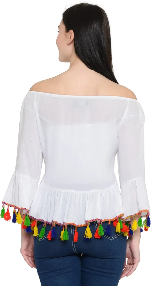 White_Viscose_Rayon_Top_For_Women