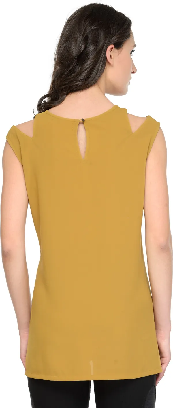 Yellow_Polyester_Top_For_Women