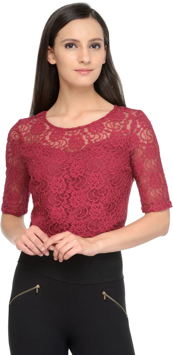 Maroon_Polyester_Top_For_Women