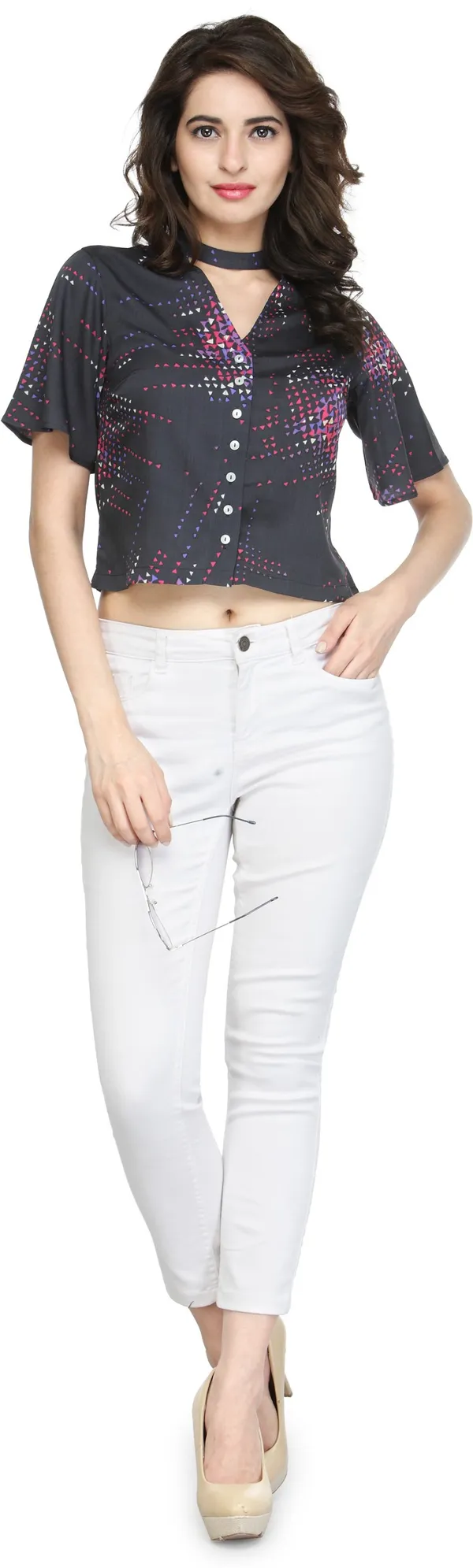 Grey_Polyester_Top_For_Women