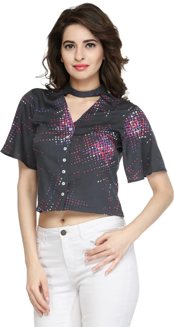 Grey_Polyester_Top_For_Women
