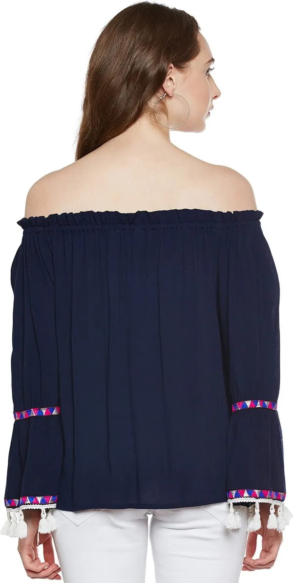 Zastraa_Women_Navy_Blue_Solid_Bardot_Top
