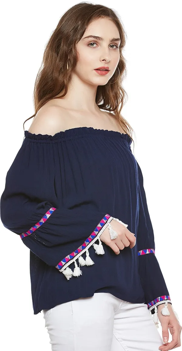 Zastraa_Women_Navy_Blue_Solid_Bardot_Top