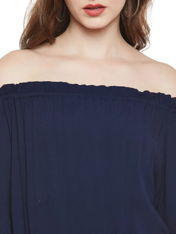 Zastraa_Women_Navy_Blue_Solid_Bardot_Top
