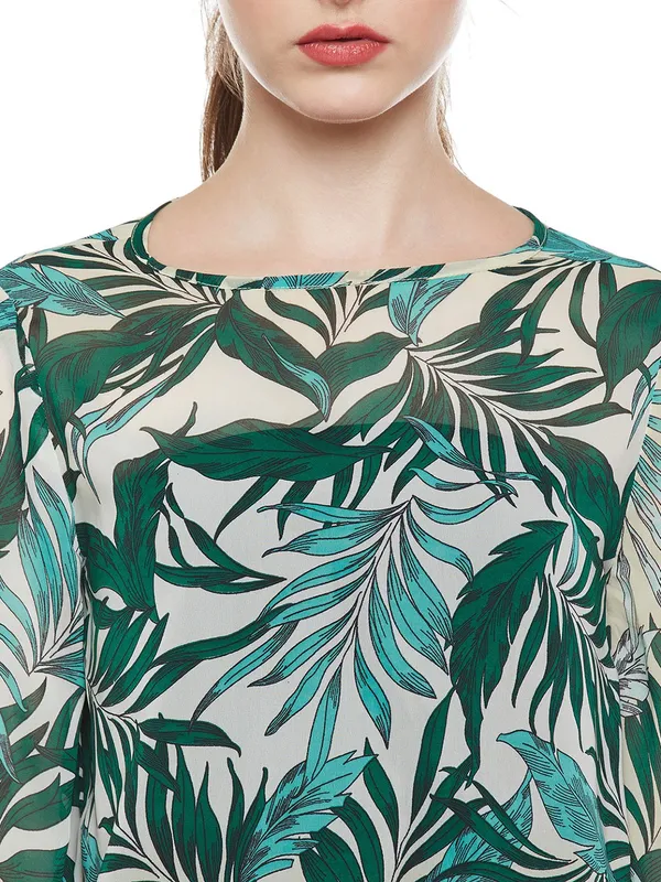 Zastraa_Women_Green_Printed_Top