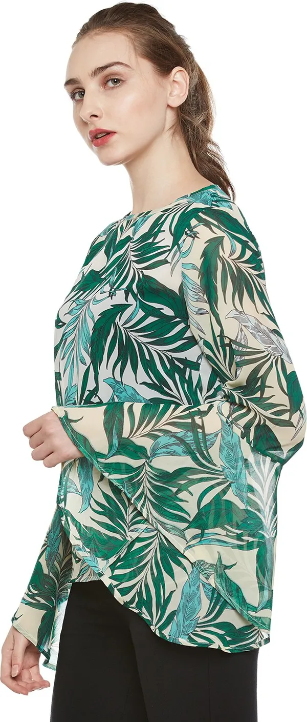 Zastraa_Women_Green_Printed_Top