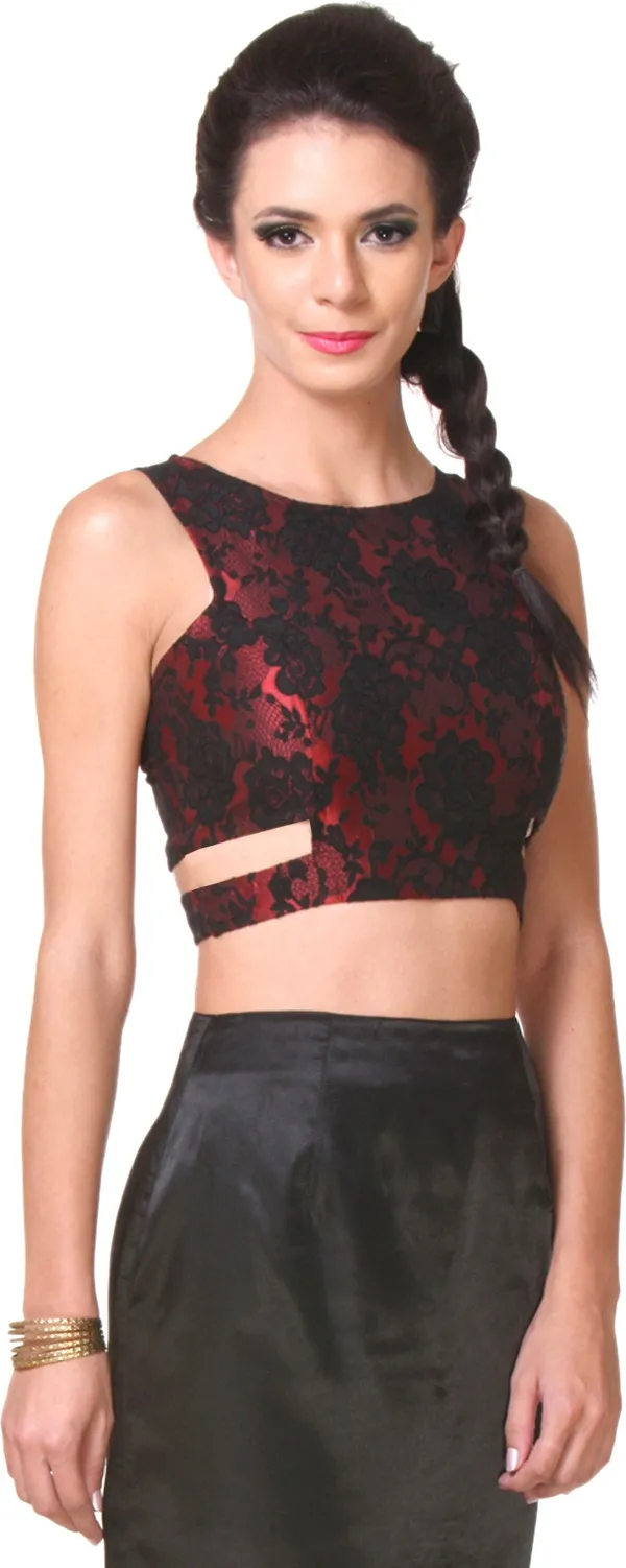 Zastraa_Formal_Sleeveless_Solid_Women_Red_Top