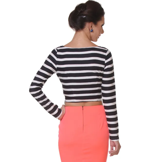 Zastraa_Party_Full_Sleeve_Striped_Women_Dark_Blue_Top