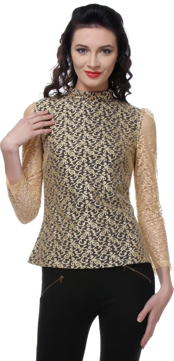 Zastraa_Party_Full_Sleeve_Embroidered_Women_Gold_Top