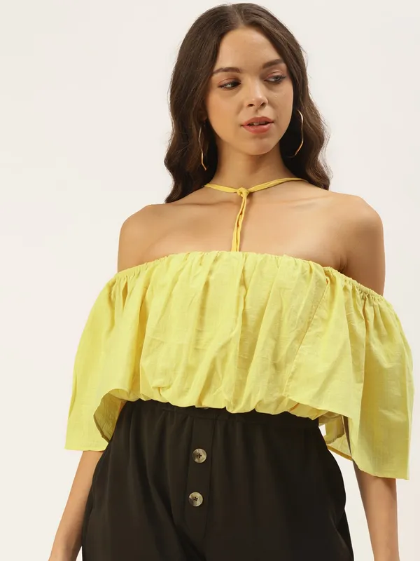 Yellow_Cotton_Blend_Top_For_Women