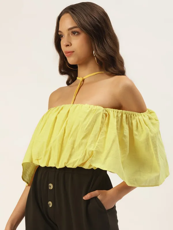 Yellow_Cotton_Blend_Top_For_Women