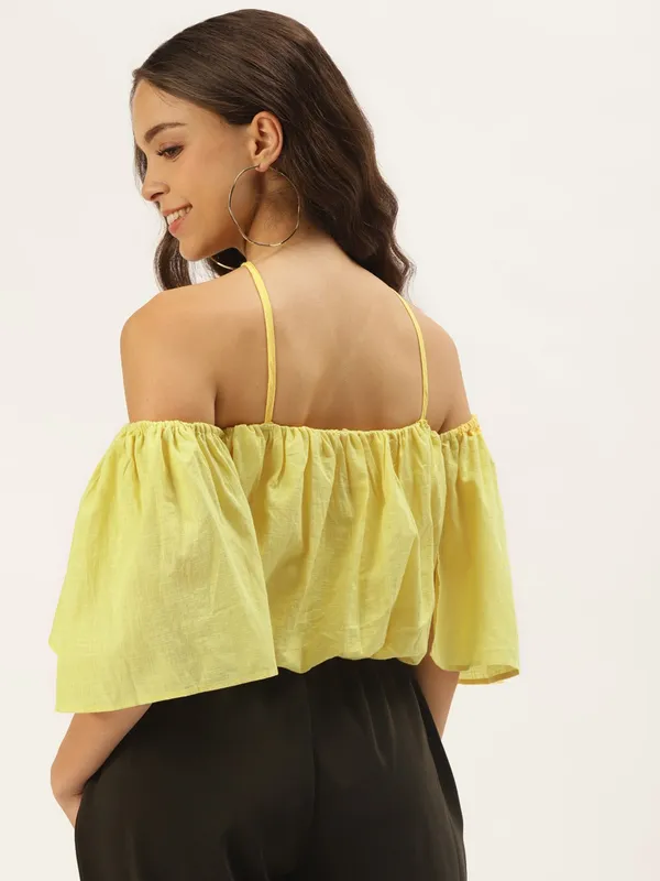 Yellow_Cotton_Blend_Top_For_Women