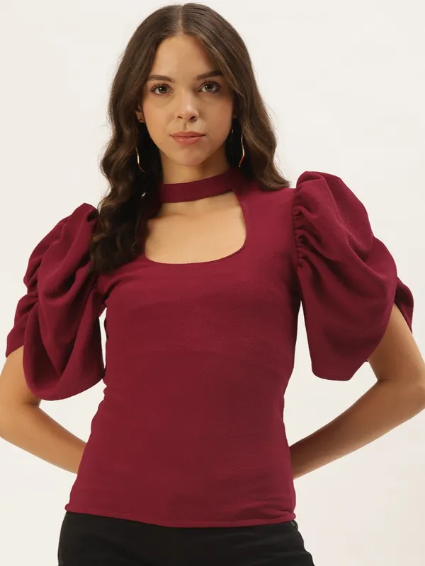 Red_Polyester_Top_For_Women