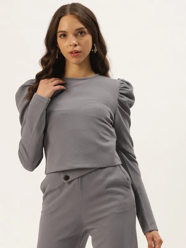 Grey_Polyester_Top_For_Women
