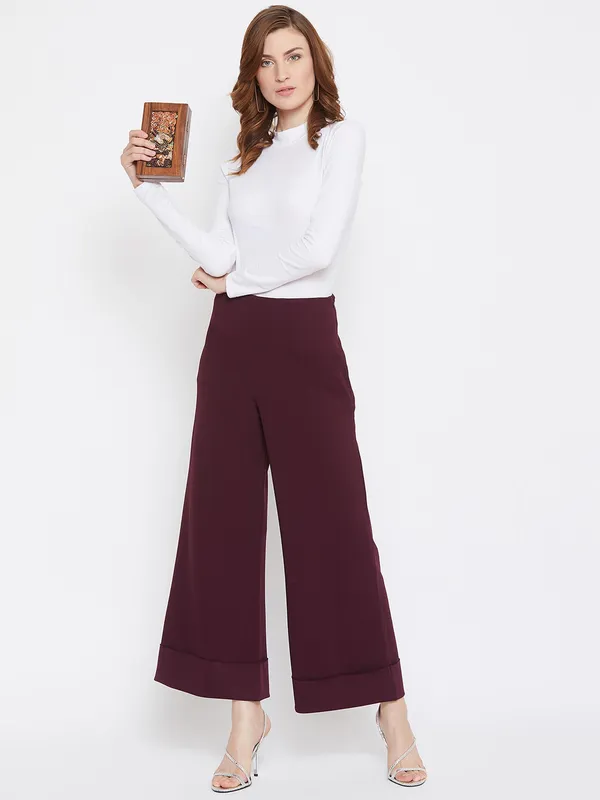 Maroon_Viscose_Rayon_Trouser_For_Women