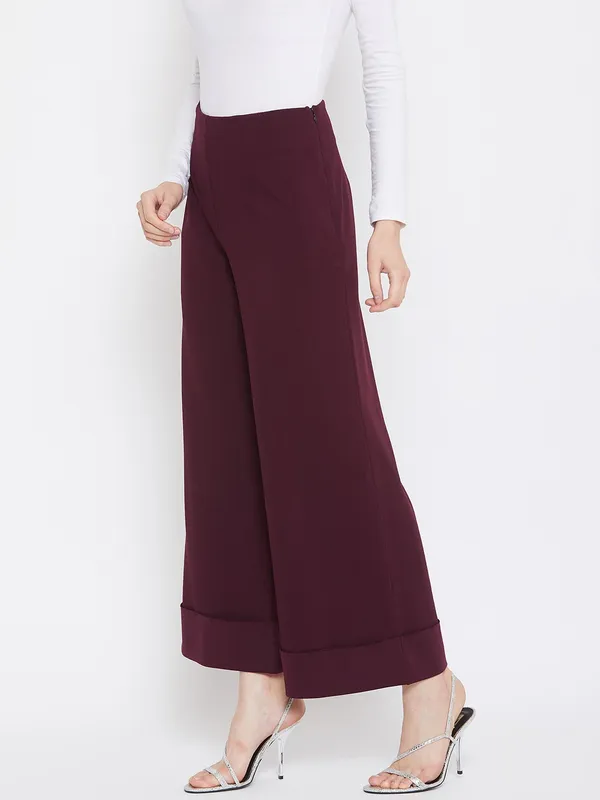 Maroon_Viscose_Rayon_Trouser_For_Women