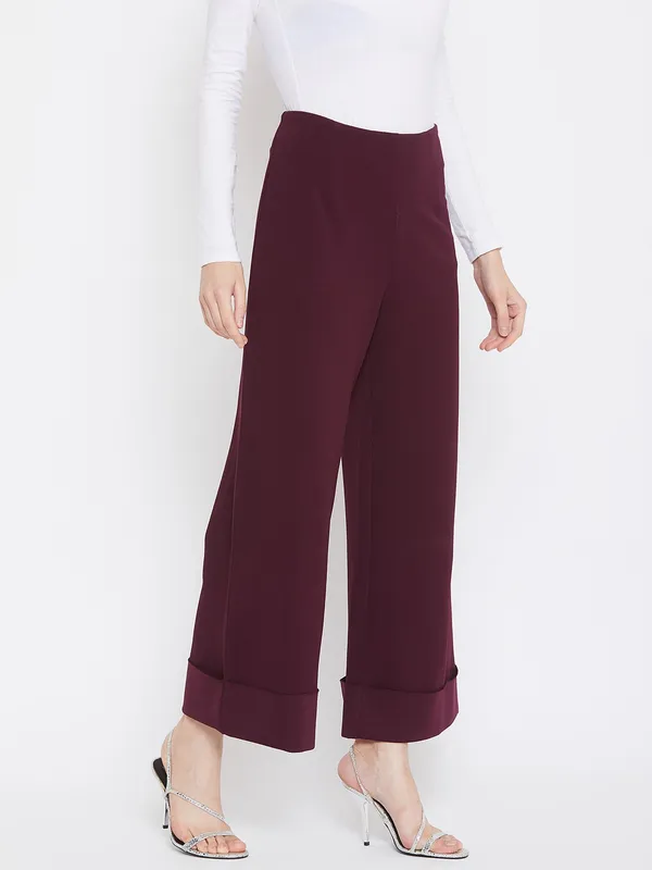 Maroon_Viscose_Rayon_Trouser_For_Women