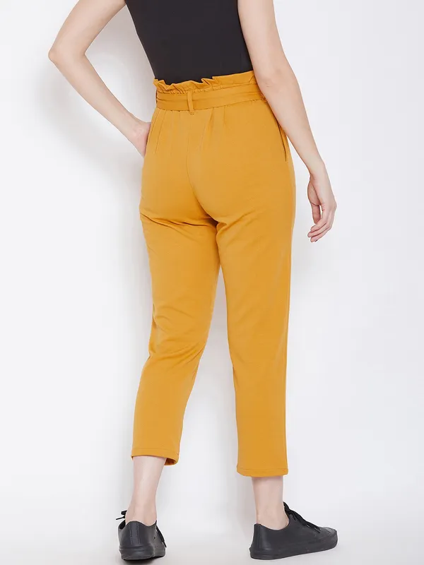 Zastraa_Women_Mustard_Yellow_Slim_Fit_Solid_Peg_Trousers