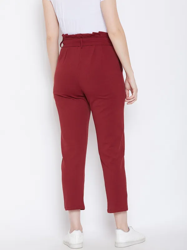 Zastraa_Women_Maroon_Slim_Fit_Peg_Trousers