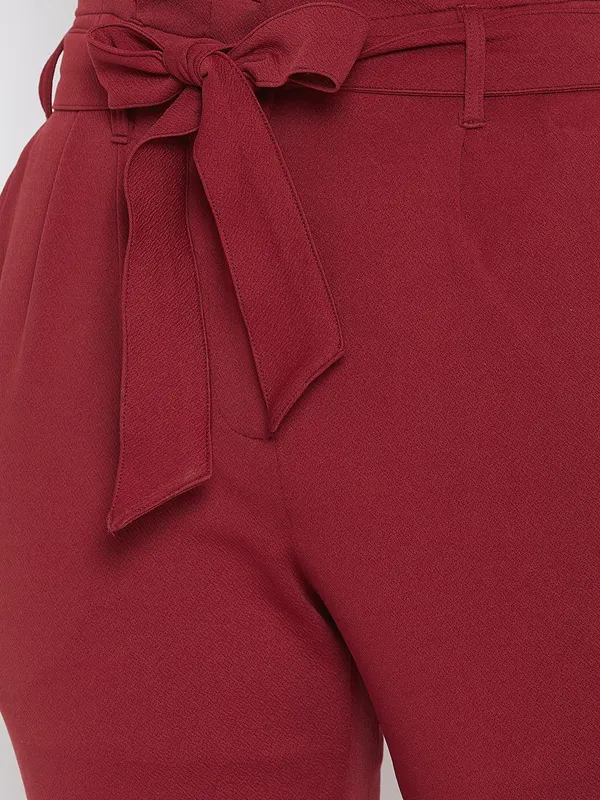 Zastraa_Women_Maroon_Slim_Fit_Peg_Trousers