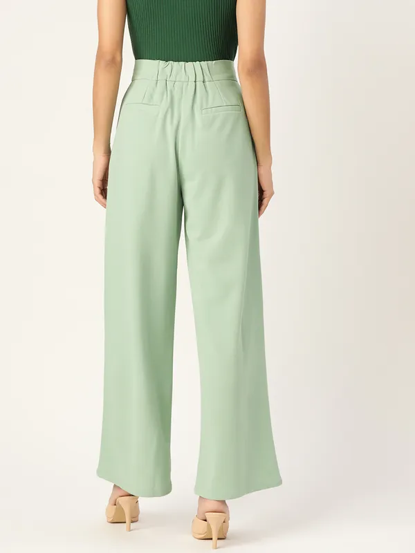Zastraa_Women_Sea_Green_Smart_Flared_Pleated_Trousers