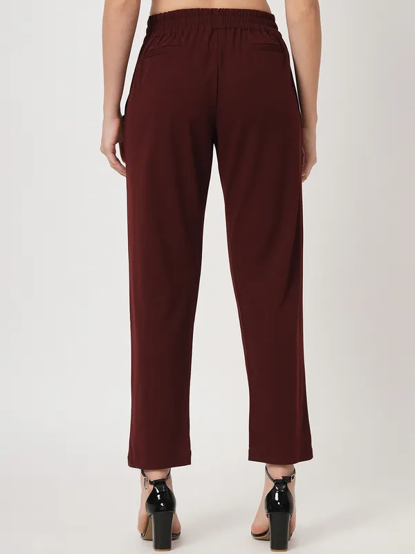 Zastraa_Women_Burgundy_Peg_Leg_Slim_Fit_High-Rise_Trousers