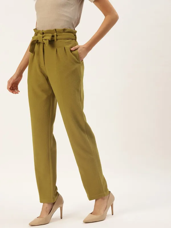 Zastraa_Women_Mustard_Yellow_Solid_Slim_Fit_Peg_Trousers
