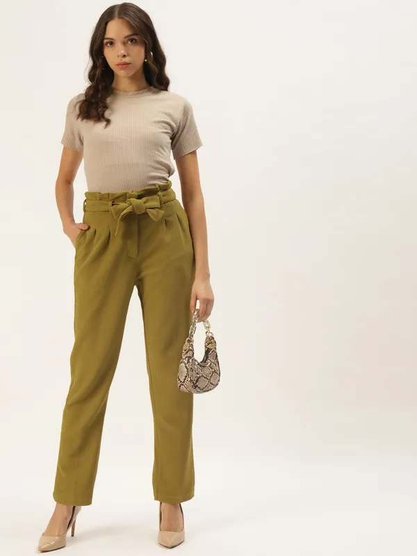 Zastraa_Women_Mustard_Yellow_Solid_Slim_Fit_Peg_Trousers
