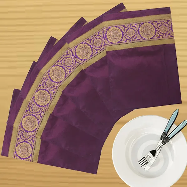 Pack_of_18_Pieces_Polysilk_Zari_Floral_Brocket_Place_Mat_With_Napkin_for_Dining_and_Center_Table
