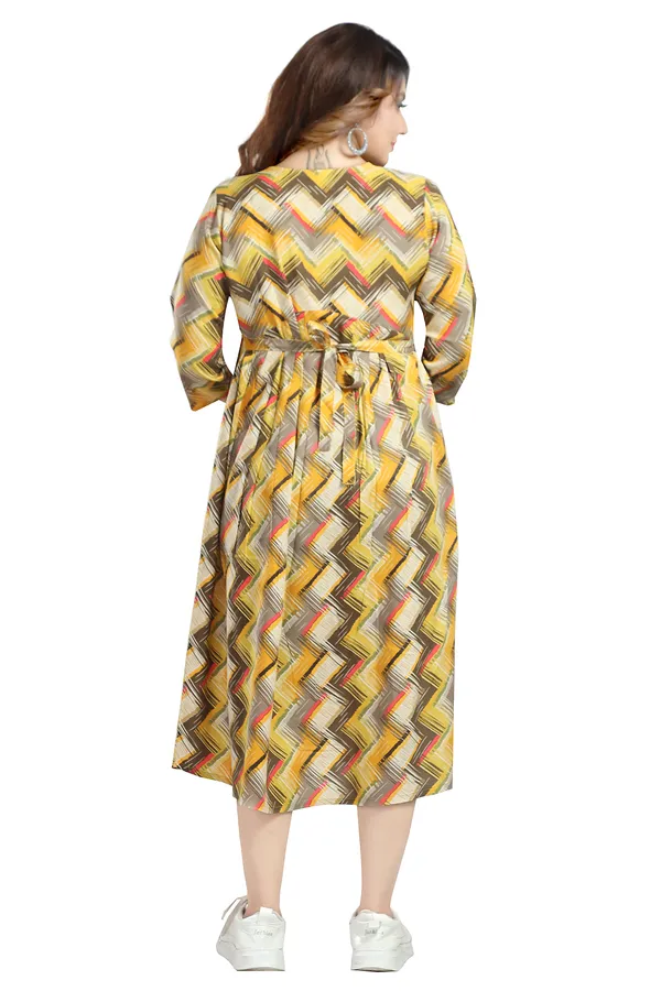 Diaognel_Print_Front_Plit_3/4_Sleeves_Rayon_Maternity_Dress