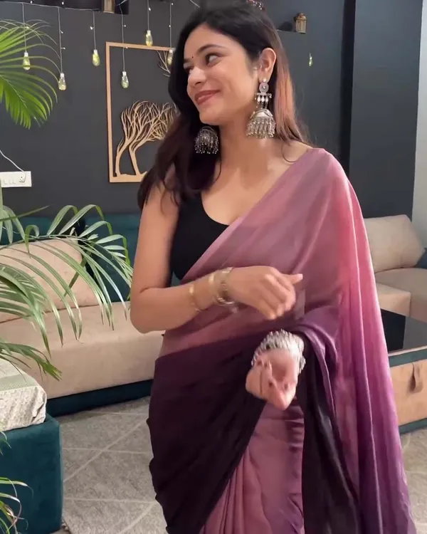 Wine_Color_1-Minute_Ready_To_Wear_Georgette_Saree_With_Blouse_Piece