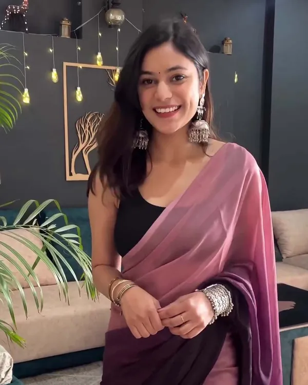 Wine_Color_1-Minute_Ready_To_Wear_Georgette_Saree_With_Blouse_Piece