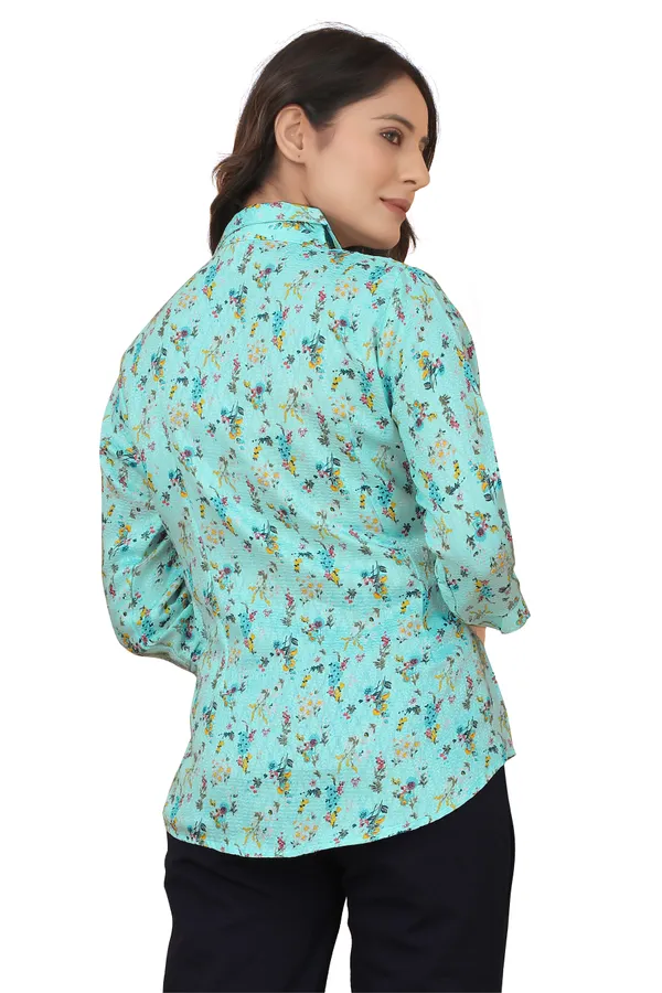 Aqua_Blue_Polycotton_Shirts_For_Women