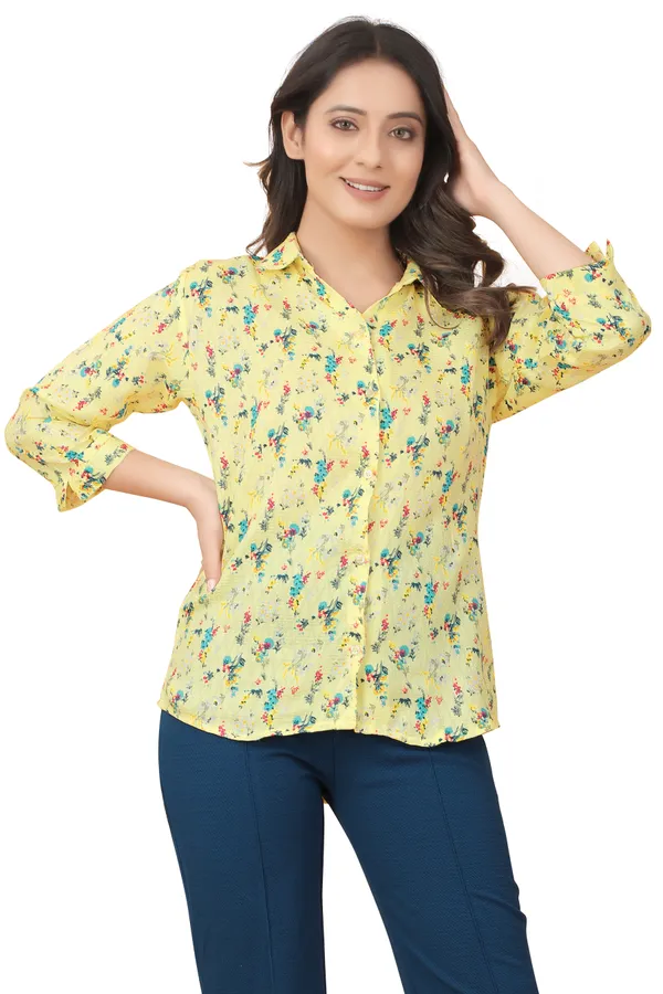 Yellow_Polycotton_Shirts_For_Women