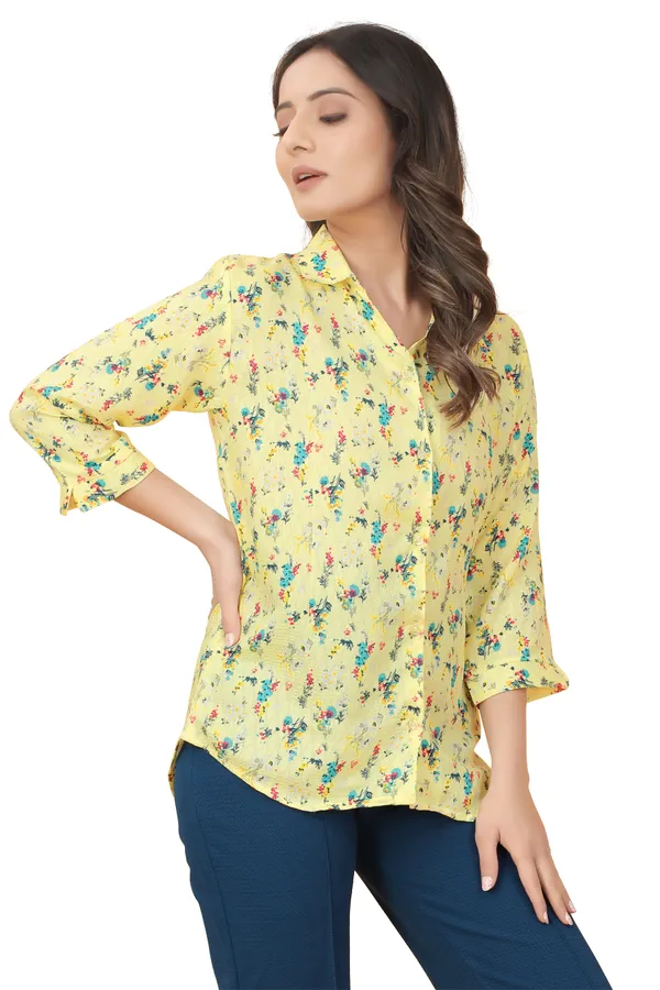 Yellow_Polycotton_Shirts_For_Women