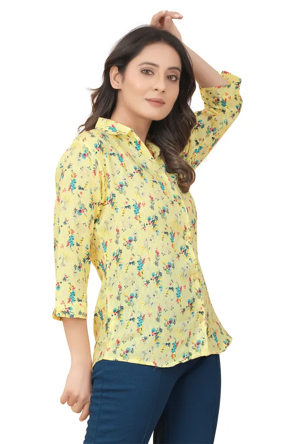 Yellow_Polycotton_Shirts_For_Women