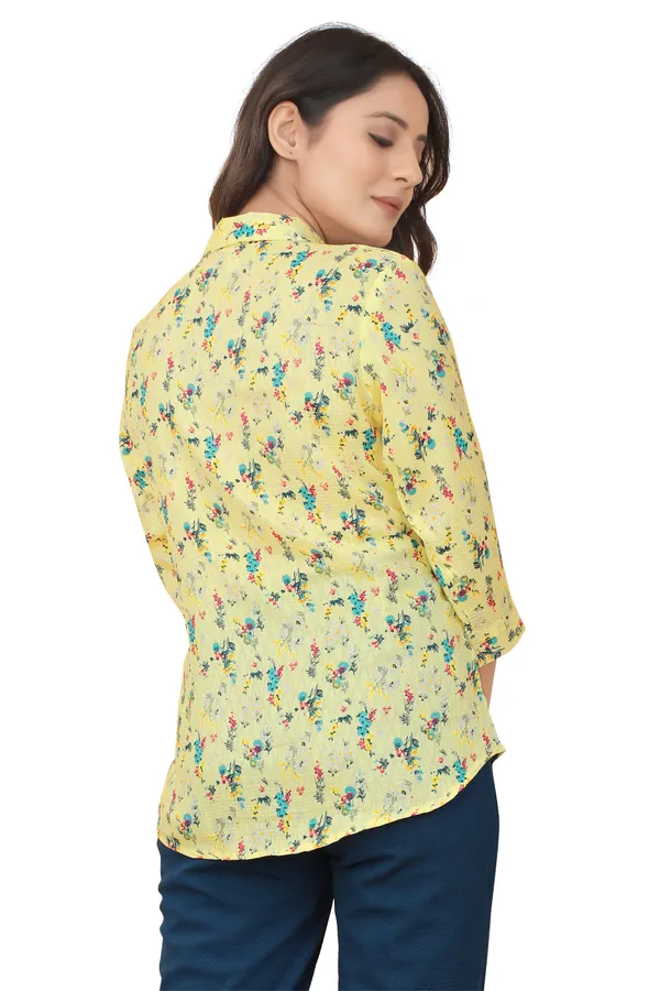 Yellow_Polycotton_Shirts_For_Women
