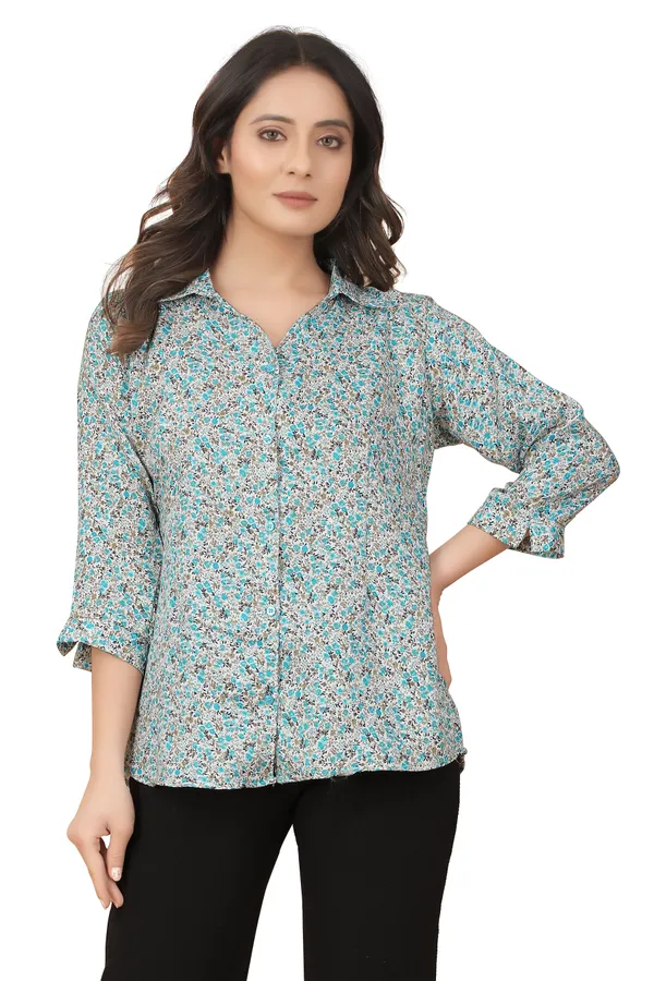 Aqua_Blue_Poly_Cotton_Tops_&_Tunics_For_Women