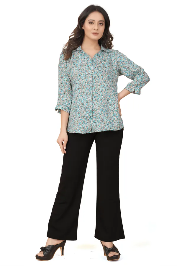 Aqua_Blue_Poly_Cotton_Tops_&_Tunics_For_Women