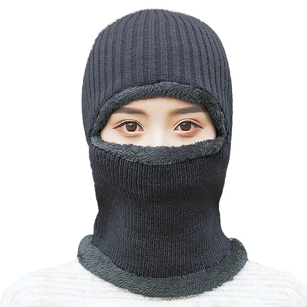 ZaySoo Men Women's Knitted Woolen Balaclava Monkey Cap with Fur
