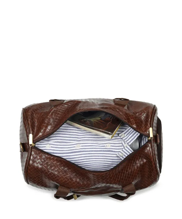 Brown_PU_Leather_Finish_Duffle_Bags_Cabin_Size